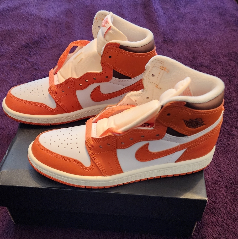 Jordan 1 Retro High OG White/Starfish-Cacao/White" Kids Shoe; Size 2Y